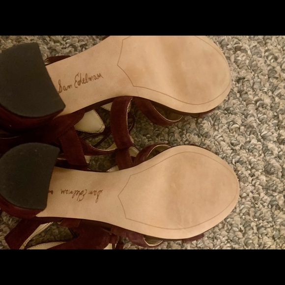 Sam Edelman Yardley Wine Suede Lace Up Heels - Picture 4 of 12